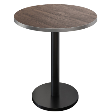 BN | Bistro Steh Bord | Ø 60 x 108 cm | Rustfritt stål kant | Rund | Lys Wenge / Svart