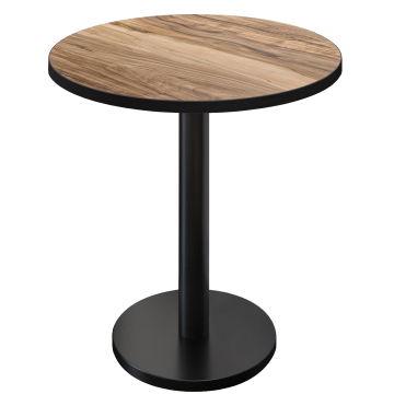 BN | Bistro Stehtisch | Ø 60 x 108 cm | Schwarzer Rand | Rund | Sheesham / Schwarz