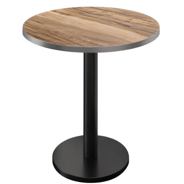 BN | Bistro Stehtisch | Ø 80 x 108 cm | Edelstahl Rand | Rund | Sheesham / Schwarz