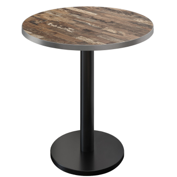 BN | Bistro Stehtisch | Ø 80 x 108 cm | Edelstahl Rand | Rund | Vintage Old / Schwarz