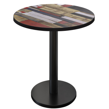 BN | Bistro Stehtisch | Ø 80 x 108 cm | Schwarzer Rand | Rund | Vintage Bunt / Schwarz