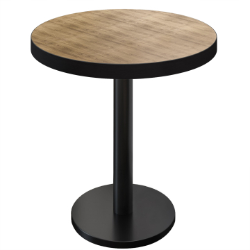 BN | Bistro Stehtisch | Ø 80 x 110 cm | Schwarzer Rand | Rund | Eiche / Schwarz