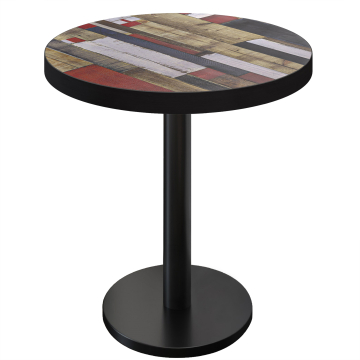 BN | Bistro Steinar | Ø 80 x 110 cm | Svart kant | Rund | Vintage Fargerik / Svart