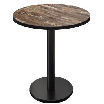 BN | Bistro Steintabell | Ø 80 x 108 cm | Svart kant | Rund | Vintage Old / Svart