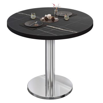 BN | Bistrobord | Ø:H 70 x 72 cm | Svart marmor/rustfritt stål | Rundt