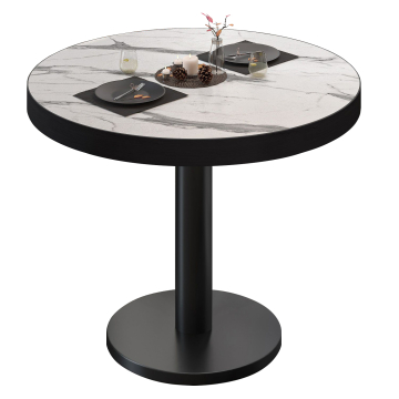 BN | Bistrobord | Ø:H 80 x 72 cm | Hvid marmor / Sort | Rundt