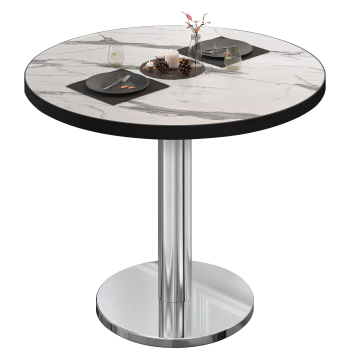 BN | Bistrobord | Ø:H 80 x 72 cm | Hvit marmor/rustfritt stål | Rundt