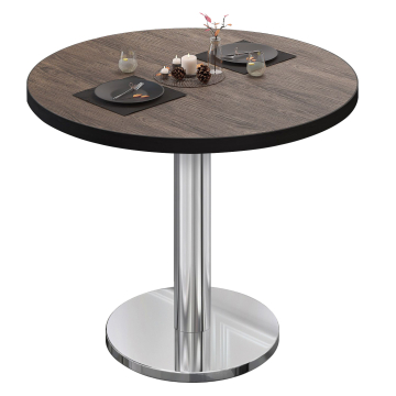 BN | Bistrobord | Ø:H 80 x 72 cm | Lett wenge / rustfritt stål | Rundt