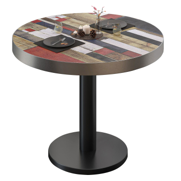 BN | Bistrobord | Ø:H 80 x 72 cm | Vintage Colourful / Sort | Rundt