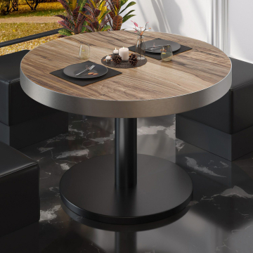 BN | Mesa de salón bistro | Ø:H 60 x 36 cm | Sheesham / Negro