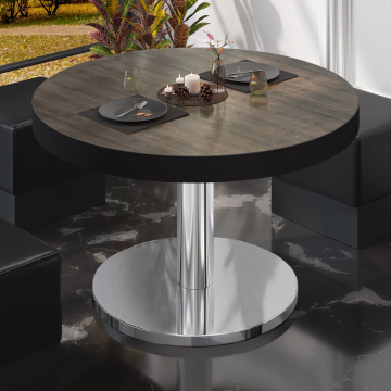 BN | Mesa de salón bistro | Ø:H 60 x 36 cm | Wenge claro / acero inoxidable