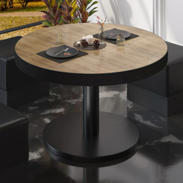 BN | Mesa de salón bistro | Ø:H 70 x 36 cm | roble / negro