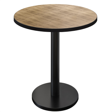 BN | Stół bistro | Ø 60 x 108 cm | Czarny brzeg | Okrągły | Dąb / Czarny