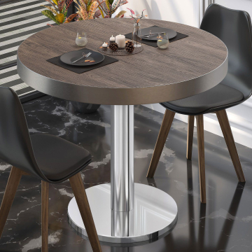 BN | Table de bistrot | Ø:H 70 x 72 cm | wengé clair / acier inoxydable | Rond