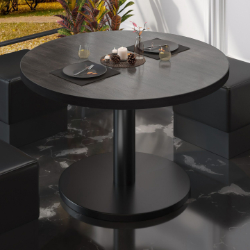 BN | Table de salon Bistro | Ø:H 80 x 36 cm | Wengé / Noir