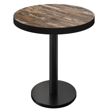 BN | Table haute de bistrot | Ø 60 x 110 cm | Bord noir | Rond | Vintage Old / Noir