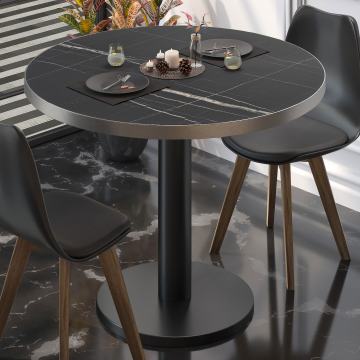 BN | Tavolo da bistrot | Ø:H 60 x 72 cm | Marmo nero / Nero | Rotondo