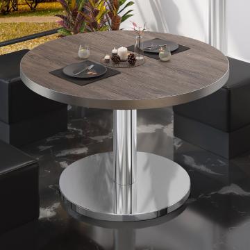 BN | Bistro Loungetisch | Ø:H 80 x 36 cm | Edelstahl Rand | Light Wenge / Edelstahl