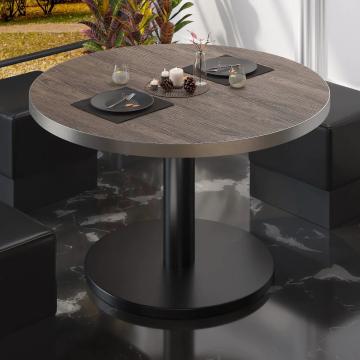 BN | Bistro Loungetisch | Ø:H 80 x 36 cm | Edelstahl Rand | Light Wenge / Schwarz
