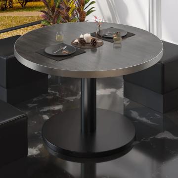 BN | Bistro Loungetisch | Ø:H 80 x 36 cm | Edelstahl Rand | Wenge / Schwarz