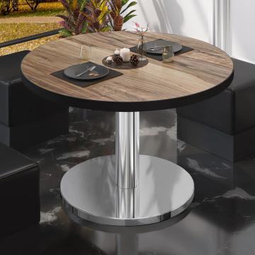 BN | Bistro salongbord | Ø:H 80 x 36 cm | Sheesham / rustfritt stål