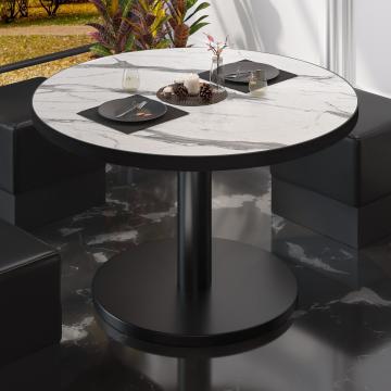 BN | Bistro salongbord | Ø:H 80 x 36 cm | Hvit marmor/svart