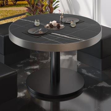 BN | Bistro salongbord | Ø:H 80 x 36 cm | Svart marmor/svart