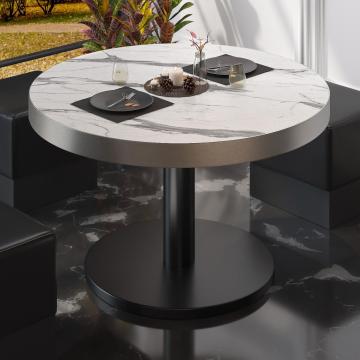 BN | Bistro salongbord | Ø:H 80 x 36 cm | Hvit marmor/svart