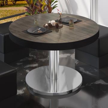 BN | Bistro-loungebord | Ø:H 80 x 36 cm | Lys wengé / rustfrit stål