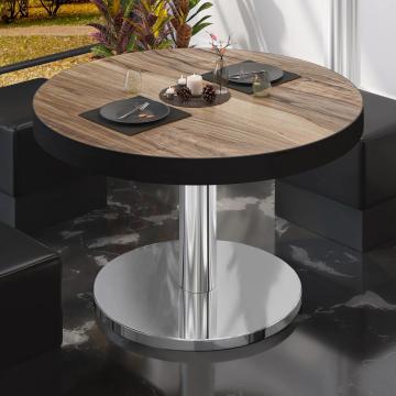BN | Bistro-loungebord | Ø:H 80 x 36 cm | Sheesham / rustfrit stål