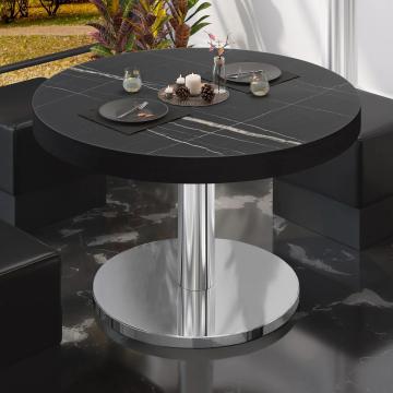 BN | Bistro-loungebord | Ø:H 80 x 36 cm | Sort marmor / rustfrit stål