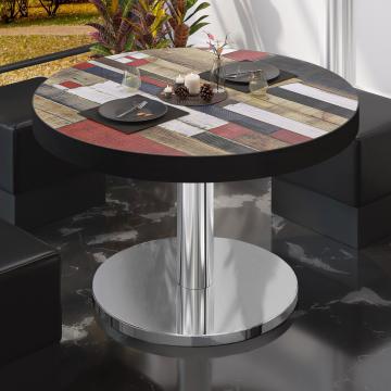 BN | Bistro-loungebord | Ø:H 80 x 36 cm | Vintagefarvet / rustfrit stål