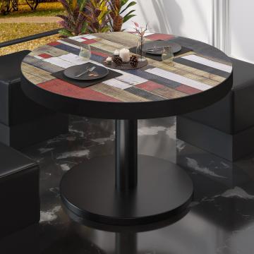 BN | Bistro-loungebord | Ø:H 80 x 36 cm | Vintage farverig / Sort