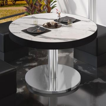 BN | Bistro-loungebord | Ø:H 80 x 36 cm | Hvid marmor / rustfrit stål