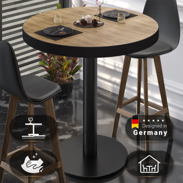 BN | Bistro Table | Ø 70 x 110 cm | Black Edge | Round | Oak / Black