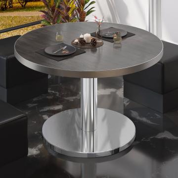 BN | Bistro Loungetisch | Ø:H 80 x 36 cm | Edelstahl Rand | Wenge / Edelstahl