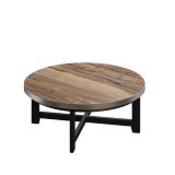 BO | Mesa de Bistro Lounge | Ø80xH32cm | 25mm | Borde de acero inoxidable | Sheesham/Negro