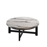 BO | Bistro Lounge Table | Ø70xH32cm | 25mm | Stainless Steel Edge | White Marble / Black