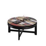 BO | Bistro Lounge Table | Ø70xH32cm | 25mm | Black Edge | Vintage Multicolor / Black