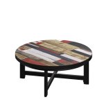 BO | Bistro Lounge Tisch | Ø60xH32cm | 25mm | Schwarzer Rand | Vintage Bunt/ Schwarz