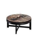 BO | Bistro Lounge-bord | Ø70xH32cm | 25mm | Svart kant | Vintage Old/ Svart
