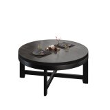 BO | Bistro Lounge Bord | Ø70xH32cm | 25mm | Svart kant | Wenge/ svart