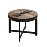 BO | Bistro Tisch | Ø70xH52cm | 25mm | Schwarzer Rand | Sheesham/ Schwarz