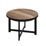 BO | Bistro Tisch | Ø80xH52cm | 25mm | Schwarzer Rand | Sheesham/ Schwarz