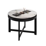 BO | Bistro Tisch | Ø70xH52cm | 25mm | Schwarzer Rand | Weiß Marmor/ Schwarz