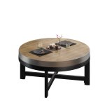 BO | Bistro Lounge-bord | Ø80xH34cm | 50mm | Rostfritt stål kant | Ek/Svart