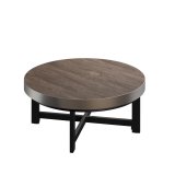 BO | Bistro Lounge Bord | Ø60xH34cm | 50mm | Rustfrit stålrand | Light Wenge/Sort