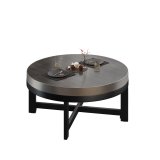 BO | Bistro Lounge Tisch | Ø70xH34cm | 50mm | Edelstahl Rand | Wenge/ Schwarz