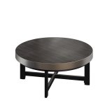 BO | Table de lounge de bistro | ø60xH34cm | 50mm | Bordure en acier inoxydable | Wenge / Noir