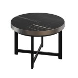 BO | Bistrobord | Ø60xH54cm | 50mm | Rengöringsstålskant | Svart marmor / Svart